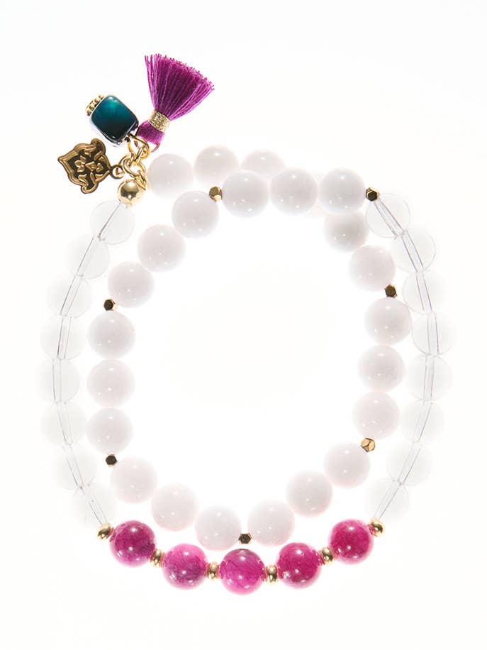 Double Mala Magenta Jasper Love for wholesale by samsara collection