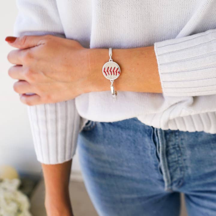 Baseball Seams Co. - Wholesale Charm/Dangle Bracelet - Silver Baseball Seam Bracelet