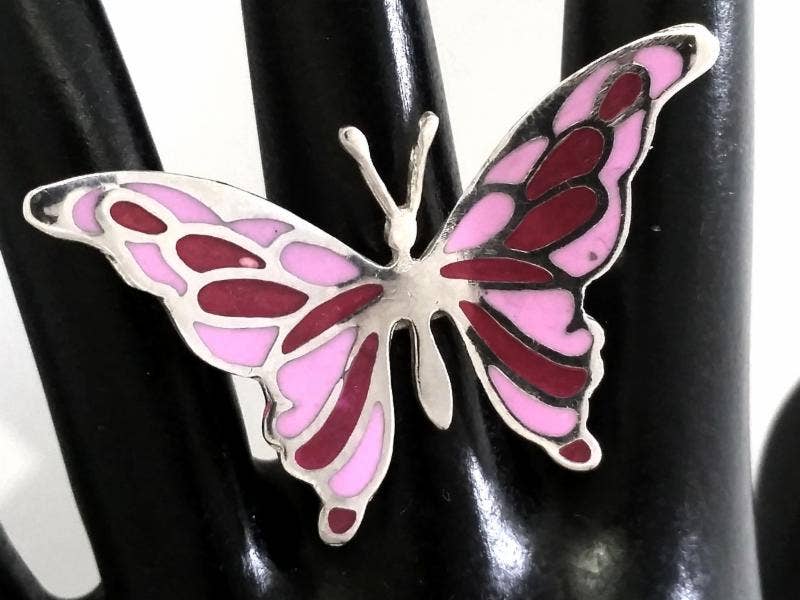 Costello International – wholesale Cocktail/Statement Ring – Eldad emalj Silver tropiska fjäril ringar12