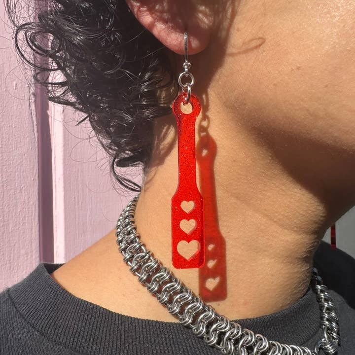 Foolish Fetish - Wholesale Huggie Earrings - Heart Paddle Earrings - 2 Colors and 3 Sizes1