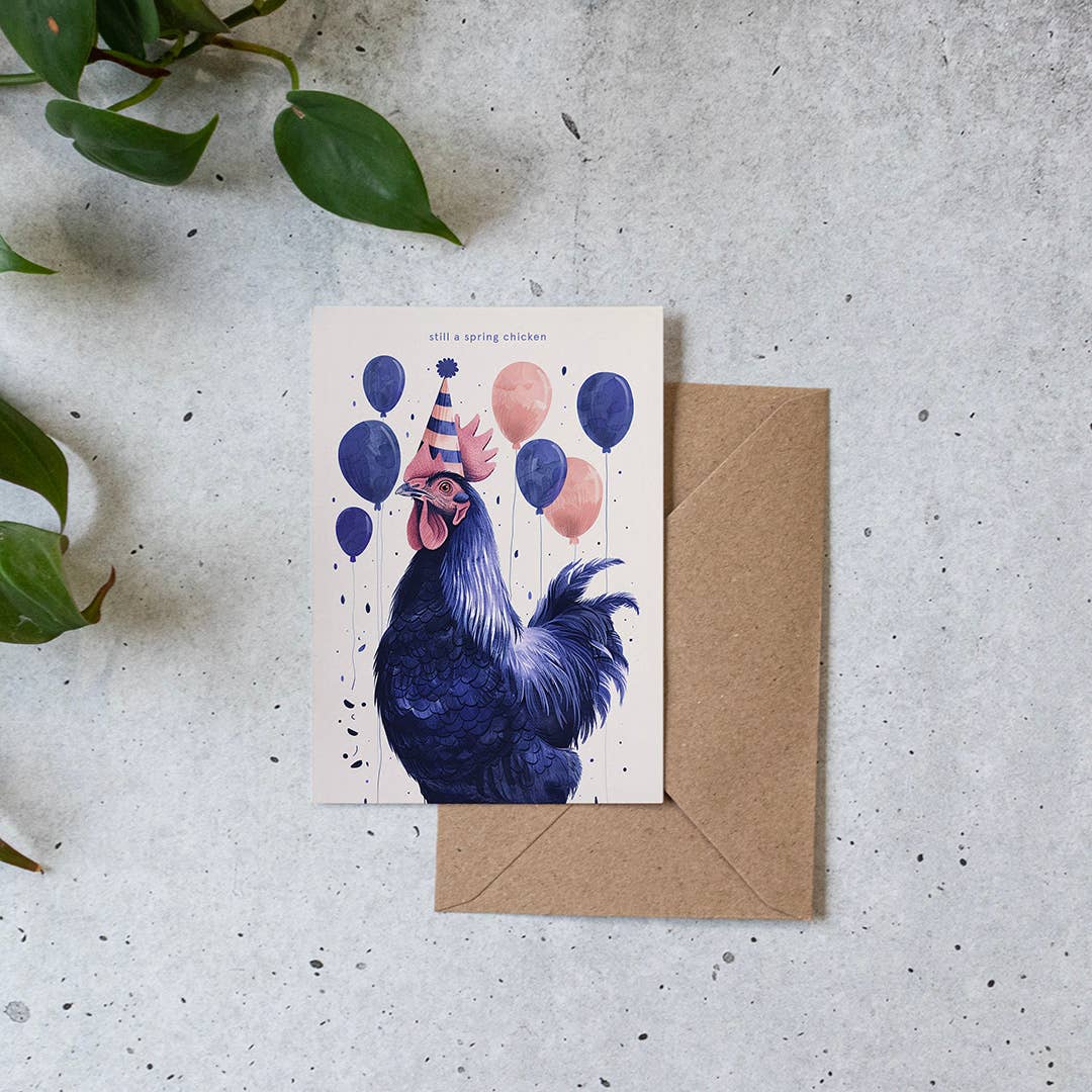 Botanopia - gifts , decor and cards for plant lovers - Wholesale Birthday Card - Still a spring chicken | Funny Birthday Cards2