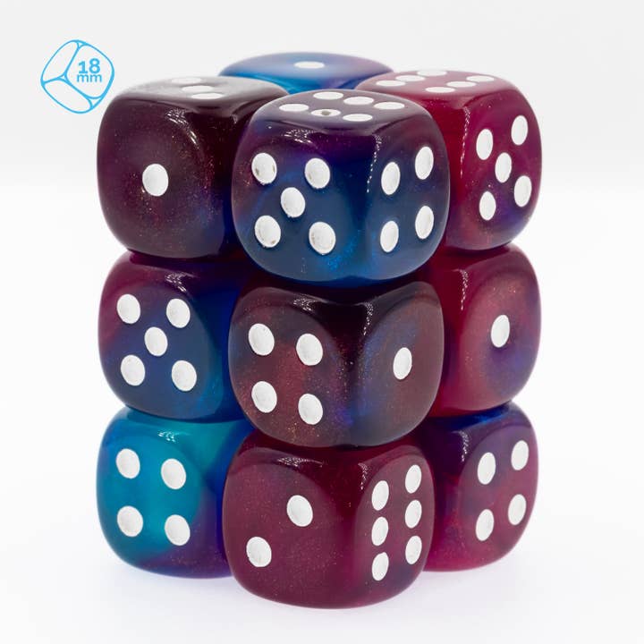 Conjunto de dados 2-Ton Magenta-ciano / branco 18mm D6 (12 peças) por atacado de WeLoveDice