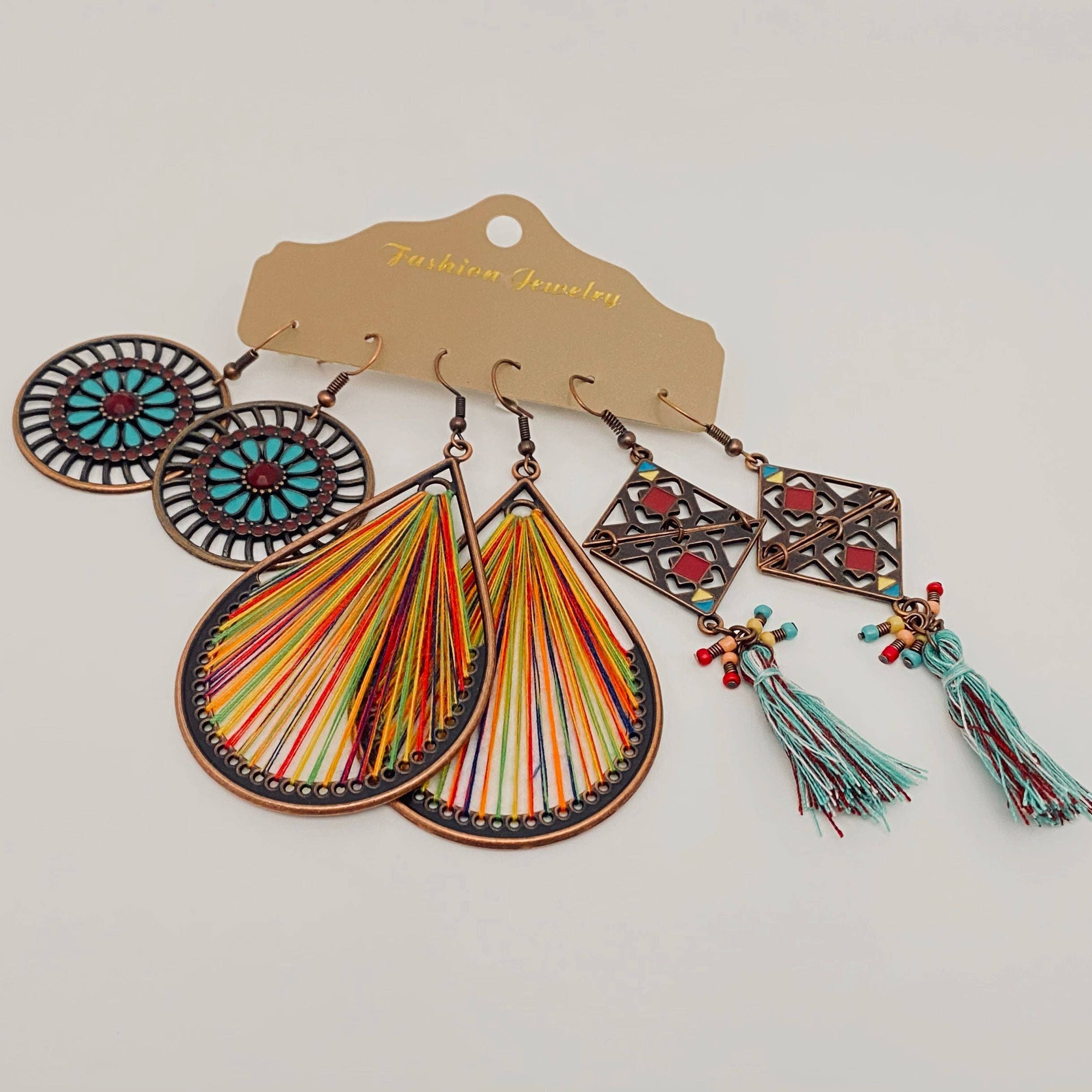 Mio Queena – wholesale Jewellery set – 3Pairs/set Boho Earrings in Different Styles - BJ28