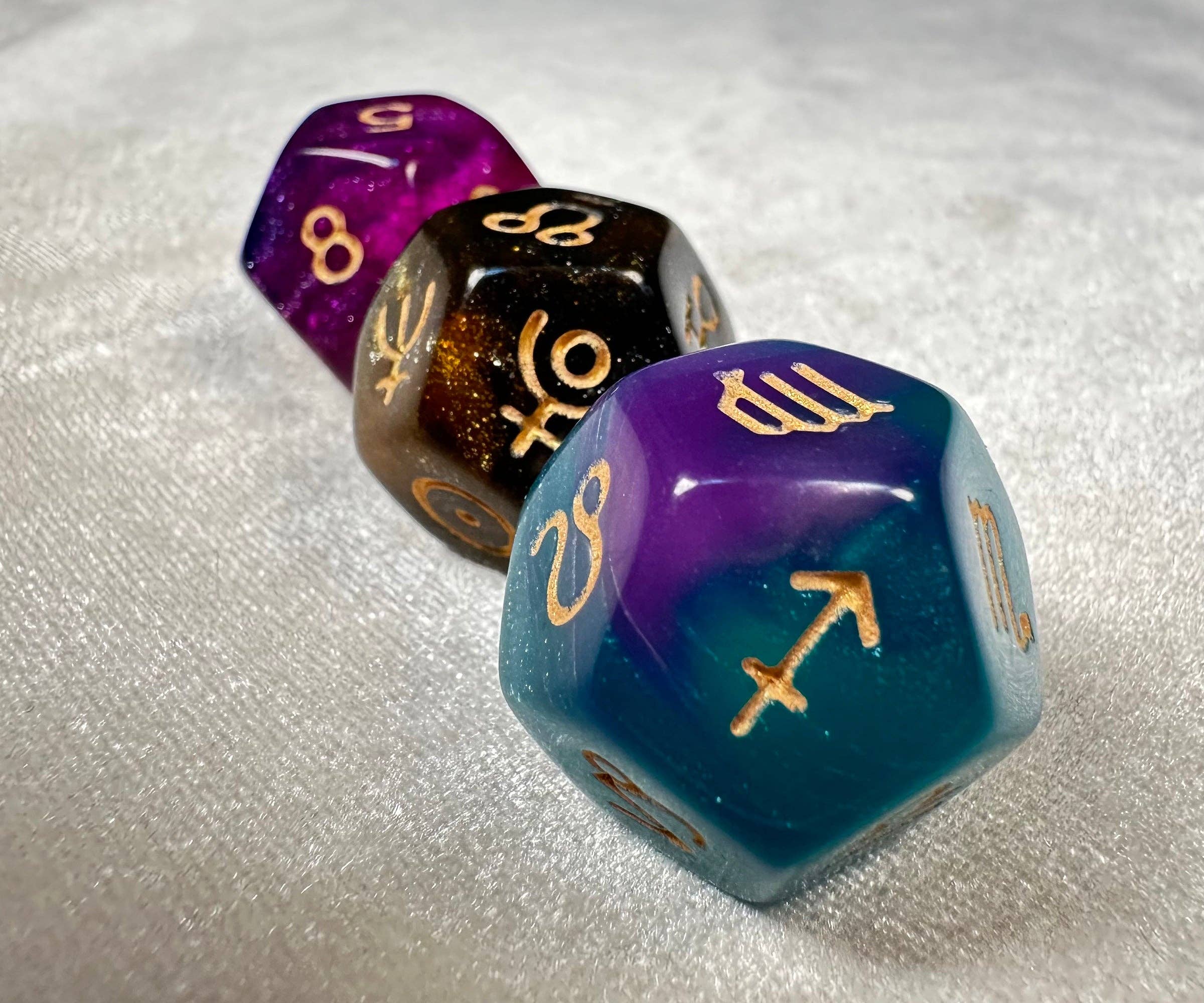 Vermilion Collection - Wholesale Dice - Meteodice Galaxy-Themed D12 Astrology Dice1
