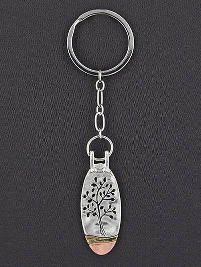 0011 PREMIERE - Wholesale Keychain - Women's - FR3820 Antique Silver Tree of Life Oval Message KeyChain2