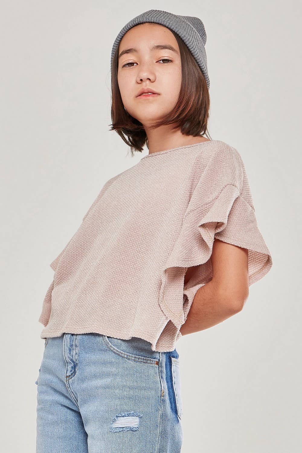 Good Girl - Vendita all'ingrosso Maglione tricot - Bambini - Maglione con volant pullover cropped in maglia grossa14