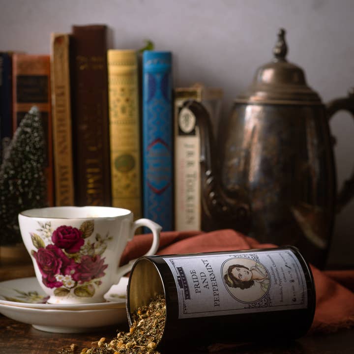 Novelteas LLC - Wholesale Loose Tea - Pride and Peppermint - Jane Austen Loose Tea Tin4