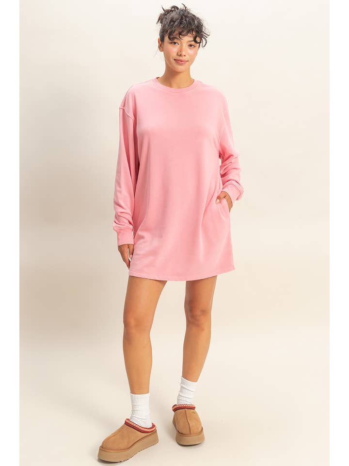 HYFVE – wholesale Dress – Women's – Mineral Washed Oversized Mini Sweatshirt Dress8