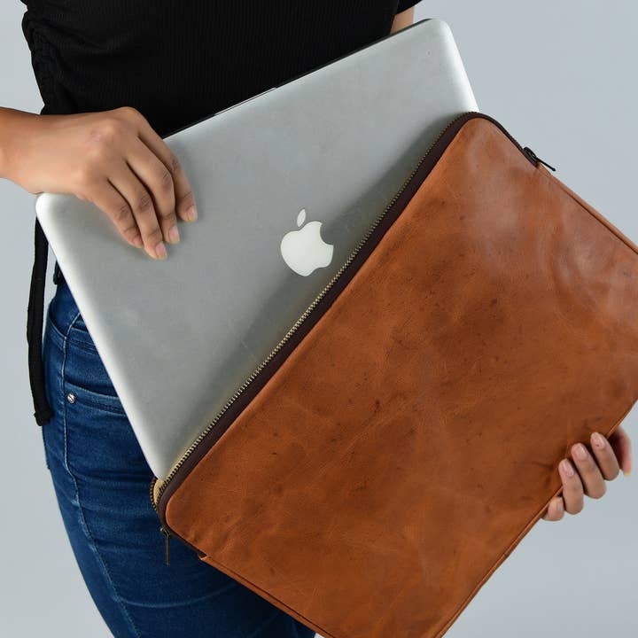 Classy Leather Bags – Engroshandel Taske til bærbar computer/tablet - Dame – Zento laptop Sleeve - Tan brun4