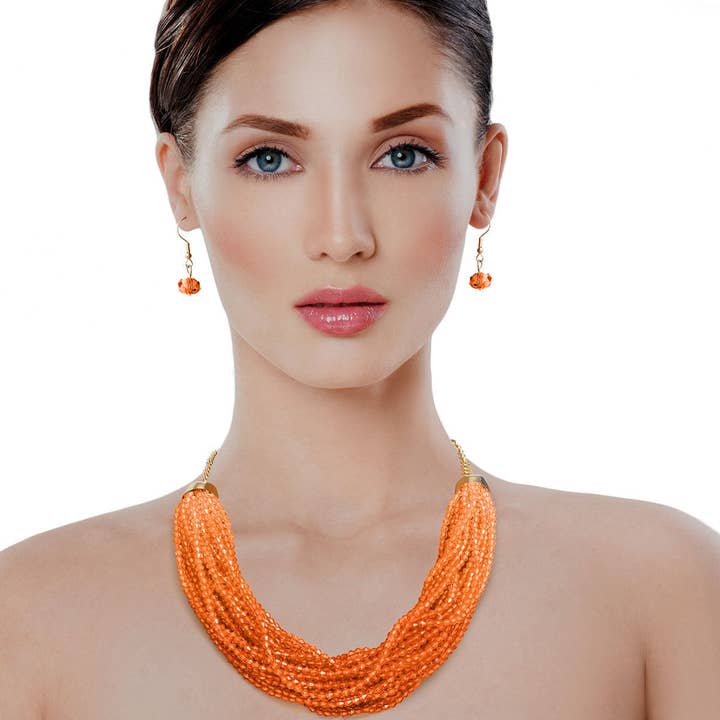 34 Strand Orange Bead Necklace for wholesale by PinktownUSA