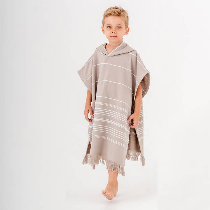 Beige Hooded Poncho Surf Changing Swimming Beach Towel Terrybacked for wholesale on Faire