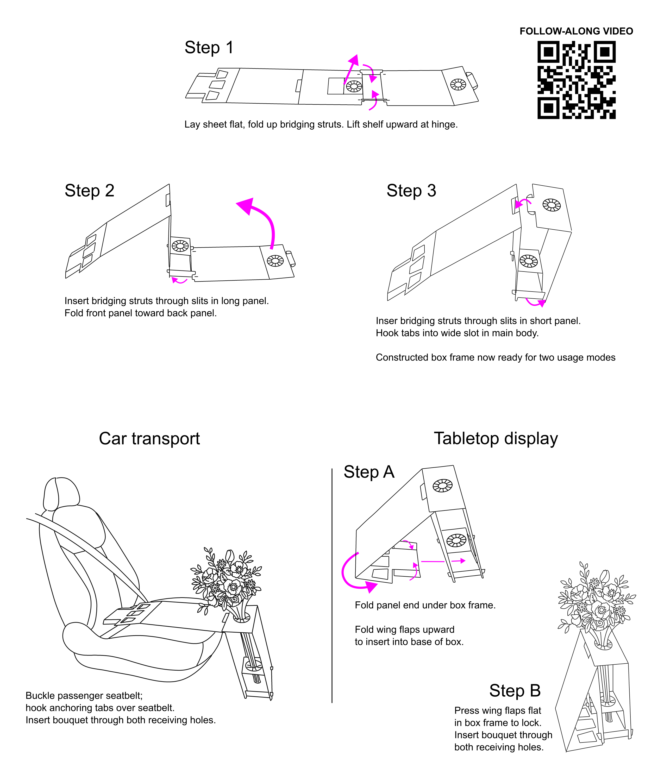 TRR Designs – Engroshandel Gaveæske – Blomsterbuket transportkasse & midlertidigt udstillingsstativ7