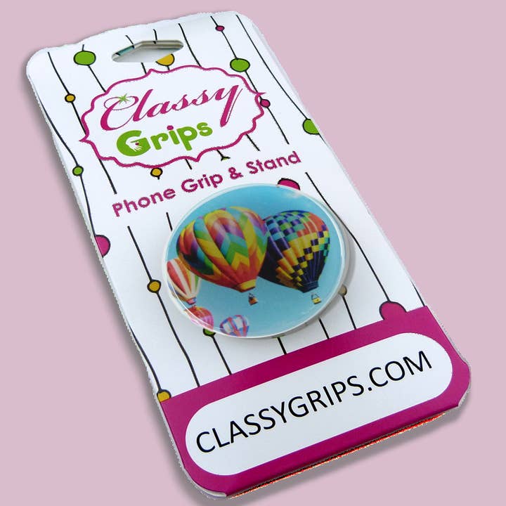 Classy Grips - Wholesale Phone Grip - CG-045 - Classy Grip Colorful Hot Air Balloons Blue Sky on W