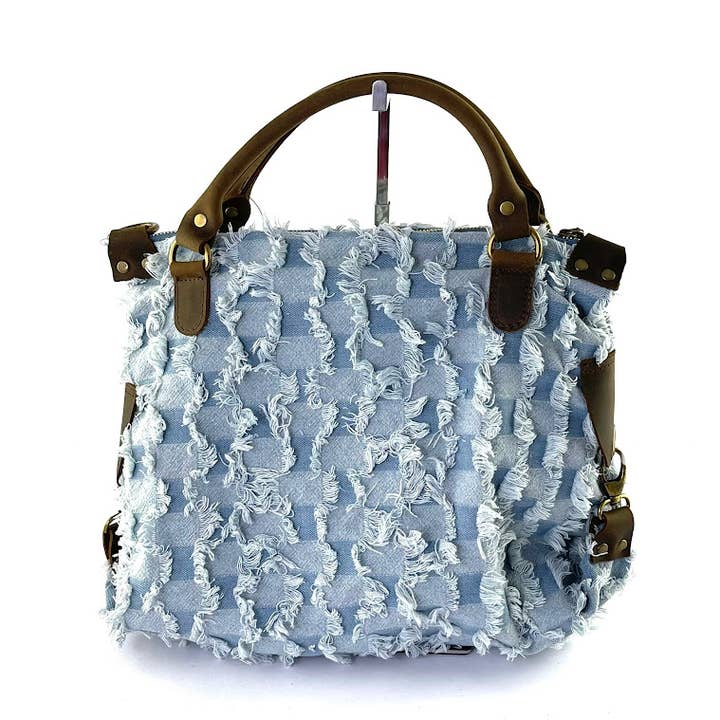 MIGUEL MEDIUM CHECK DENIM CROSSBODY BAG for wholesale by MILANO AMOUR