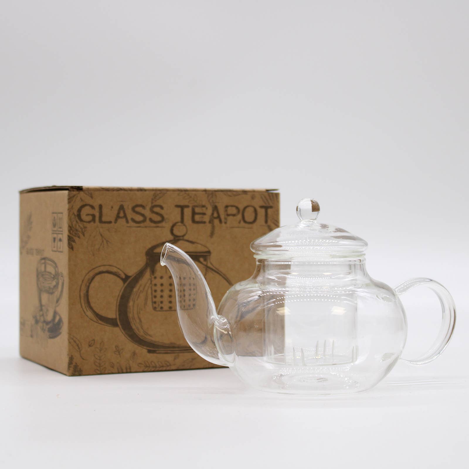 Ancient Wisdom – wholesale Tea pot – Glass Infuser Teapot - Round Pearl - 400ml1