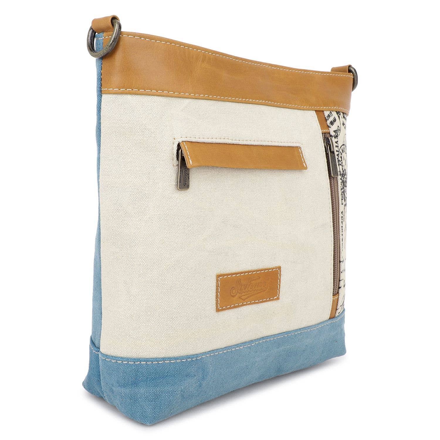 Sixtease Bags USA - Wholesale Crossbody Bag - Women's - Canvas  Leather Women's Crossbody Bag - Air Force Blue/Pearl2