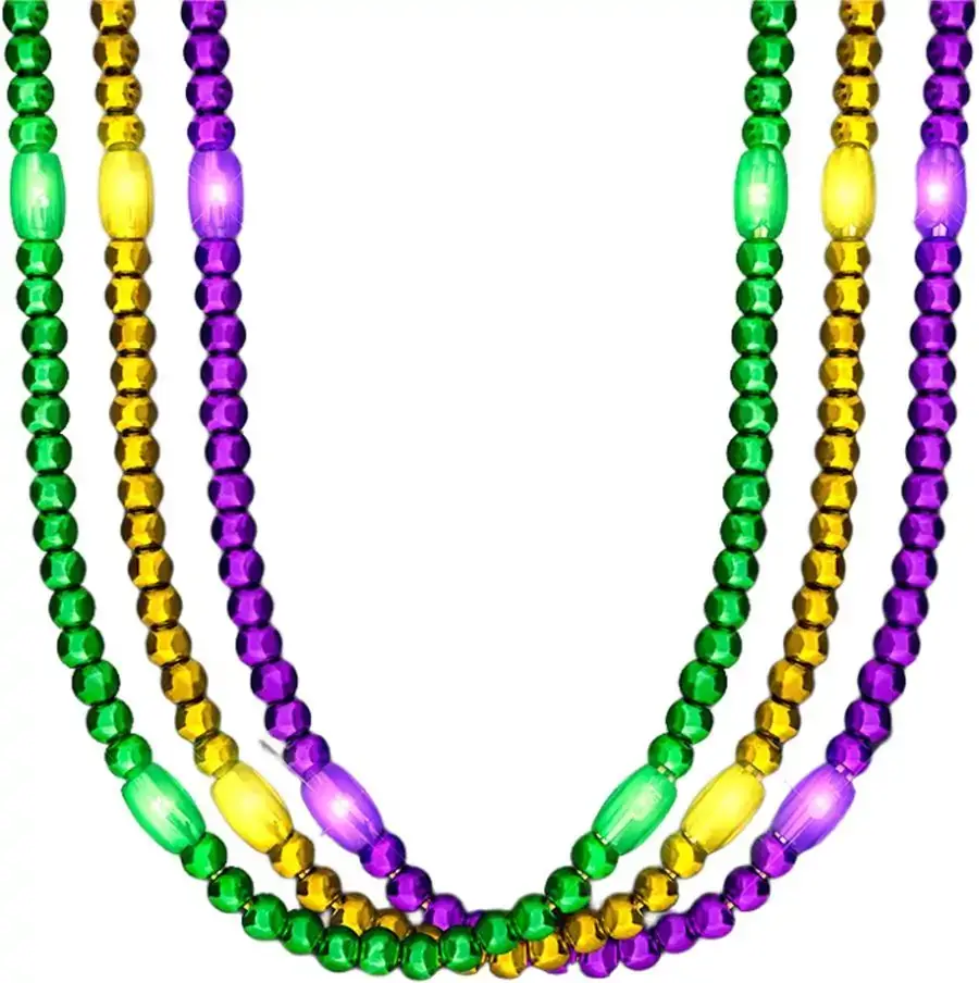 Blinkee.com, LLC - Wholesale Beaded/Pearl Necklace - LED Necklace with Mardi Gras Beads Pack of 121