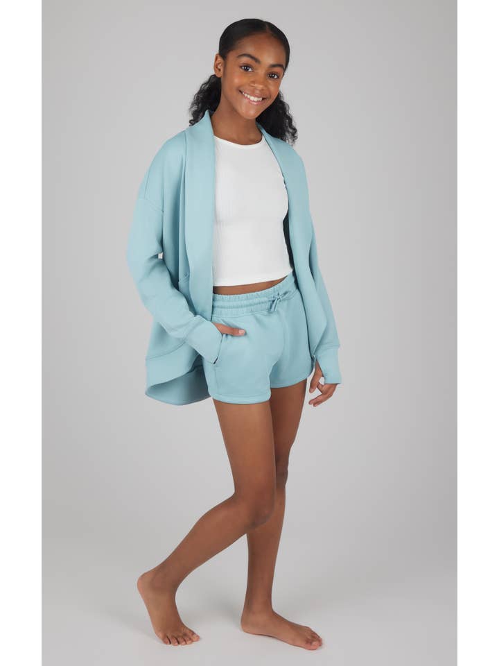 90 Degree by Reflex - Wholesale Top & Short Set - Kids - Girls Scuba Cardigan, Tank Top, Short - 3 PC SET