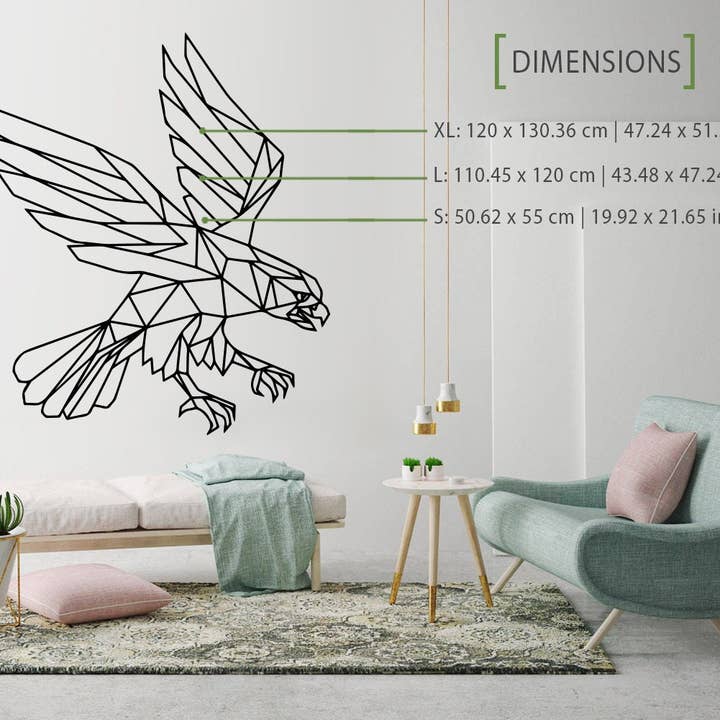Décoration murale représentant un aigle, des animaux, des motifs géométriques, des autocollants. pour la vente par KUARKI
