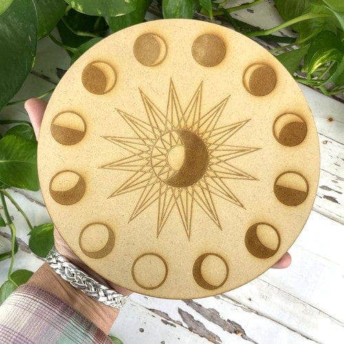 Rock Paradise - Wholesale Crystal Grid - Wood Crystal Grid - Celestial Moon Phases & Sun Moon Design5
