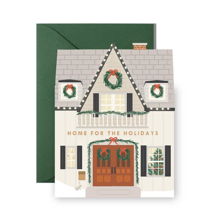 Ginger P. Designs - Wholesale Season's Greetings Card - Home for the Holidays die-cut Greeting Card0