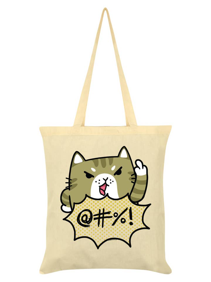 Sweary Cat Cream Tote Bag for wholesale by Grindstore