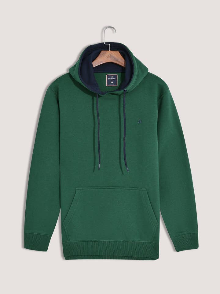 British Green Plain Pullover Fleece Hoodie for wholesale by Brian Oak Limited