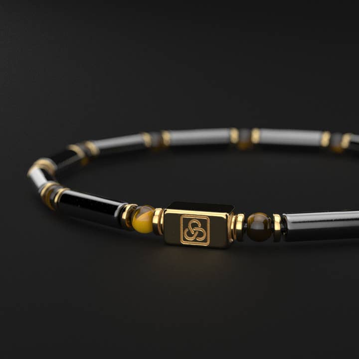 Seekers Men's Jewelry – Pulseira de missangas por atacado – Pulseira Hematite + Olho de Tigre 4mm | PIPE