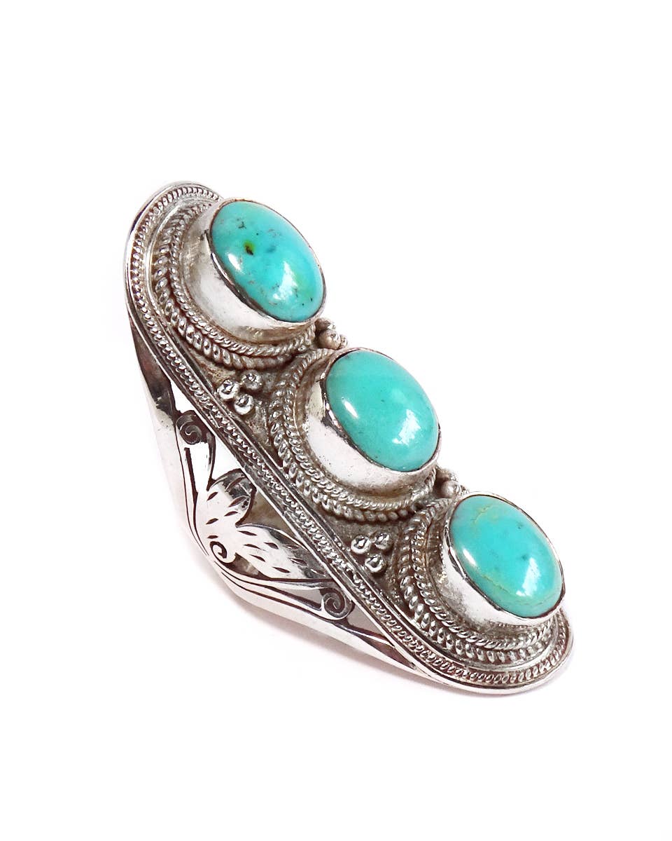 Zig Zag Asian Collection - Venta al por mayor Anillos grandes/de cóctel - Anillo grande de triple piedra Jali12