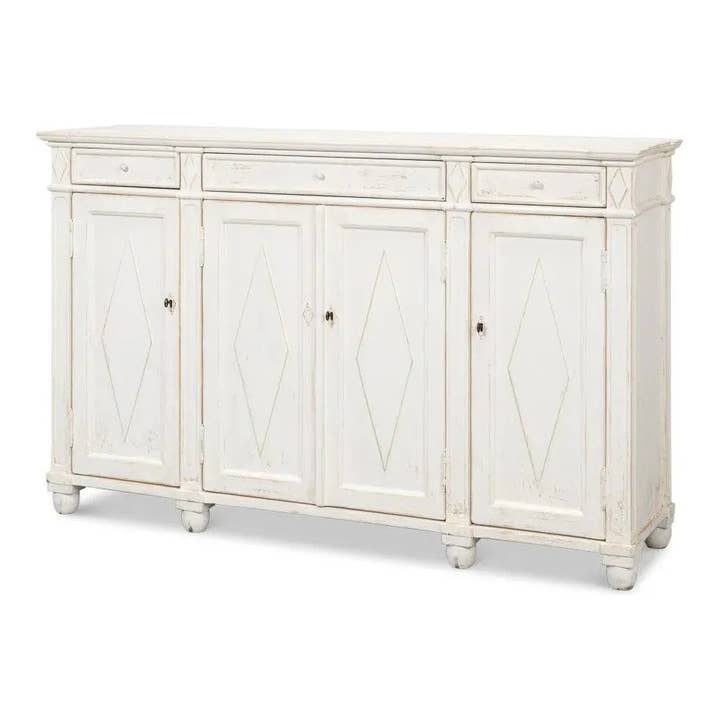 LOOMLAN - Wholesale Sideboard - Diamond Wall Sideboard Whitewash Drawers5
