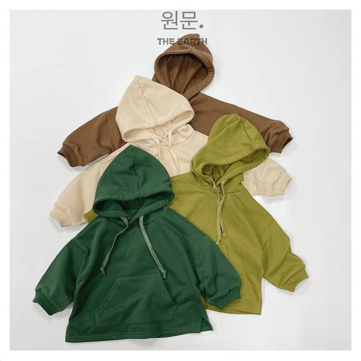Children's Casual Hoodie Solid Color Cotton Pullover for wholesale by VERDAVUE