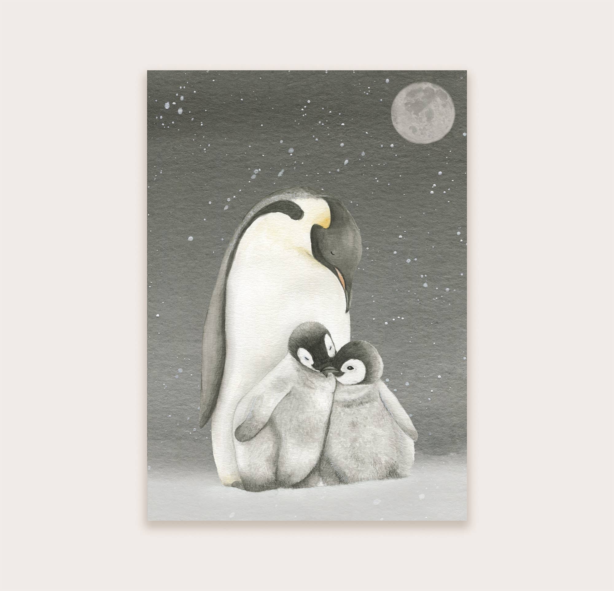 Appeloogje - Wholesale Christmas Card - Postcard penguins dark2