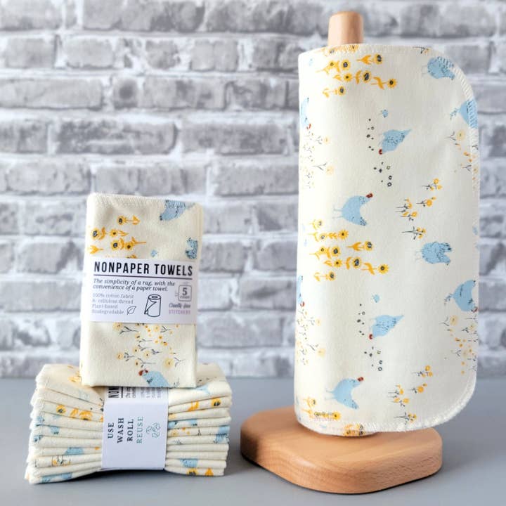 NonPaper Towels - Hens and Sunflowers for wholesale by Cruelty-Free Stitchery