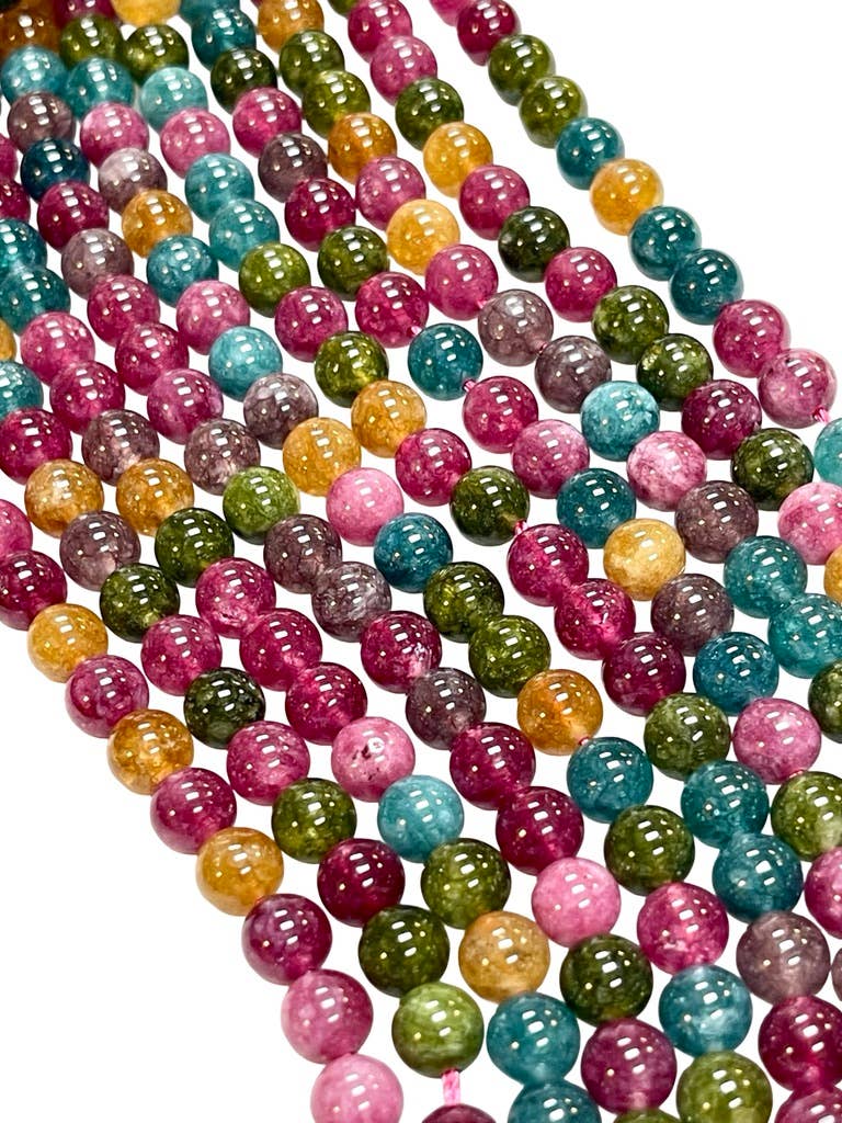 TRIVENI USA INC - Wholesale Beads - 8mm Tourmaline Quartz Gemstone Round Beads Strands 5