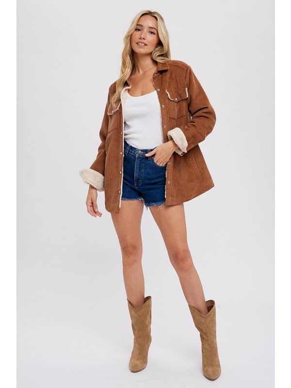 Vanilla Monkey - Wholesale Shirtjack/Shacket - Dames - Corduroy jack met sherpa-voering2