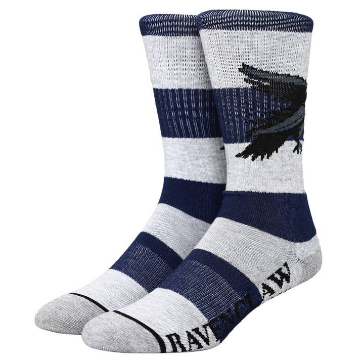 Harry Potter Ravenclaw Rugby Stripe Crew Socks for wholesale by Bioworld Merchandising