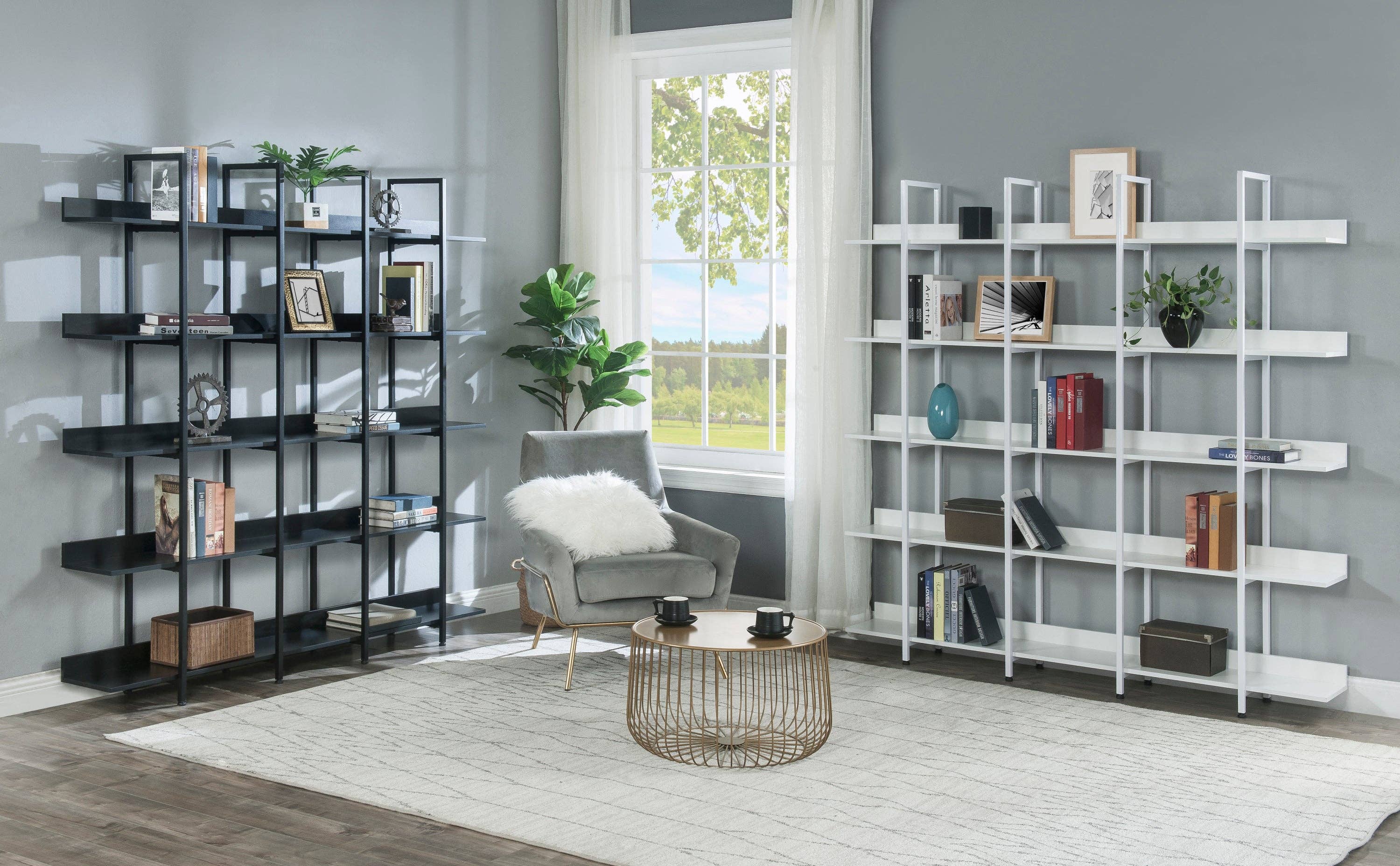 39F Inc. - Wholesale Bookcase - 5-Tier Industrial Bookcase Shelves Metal Frame,5 Colors9