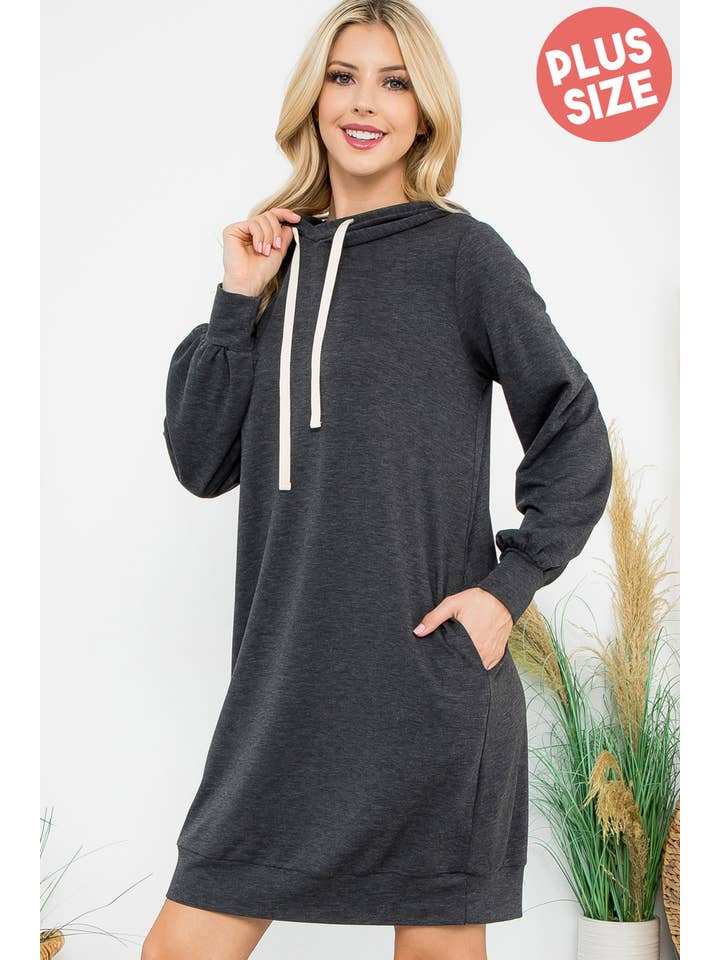You & Me - Wholesale Hoodie - Women's - YMD10061XV-PLUS SIZE FRENCH TERRY LONG PUFF SLEEVE HOODIE10