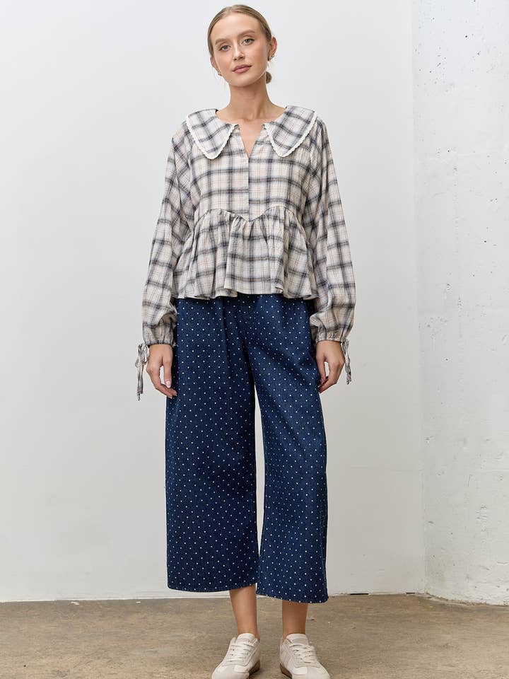 PLAID PETER PAN COLLAR LONG SLEEVE for wholesale by Polagram by Wellmade USA