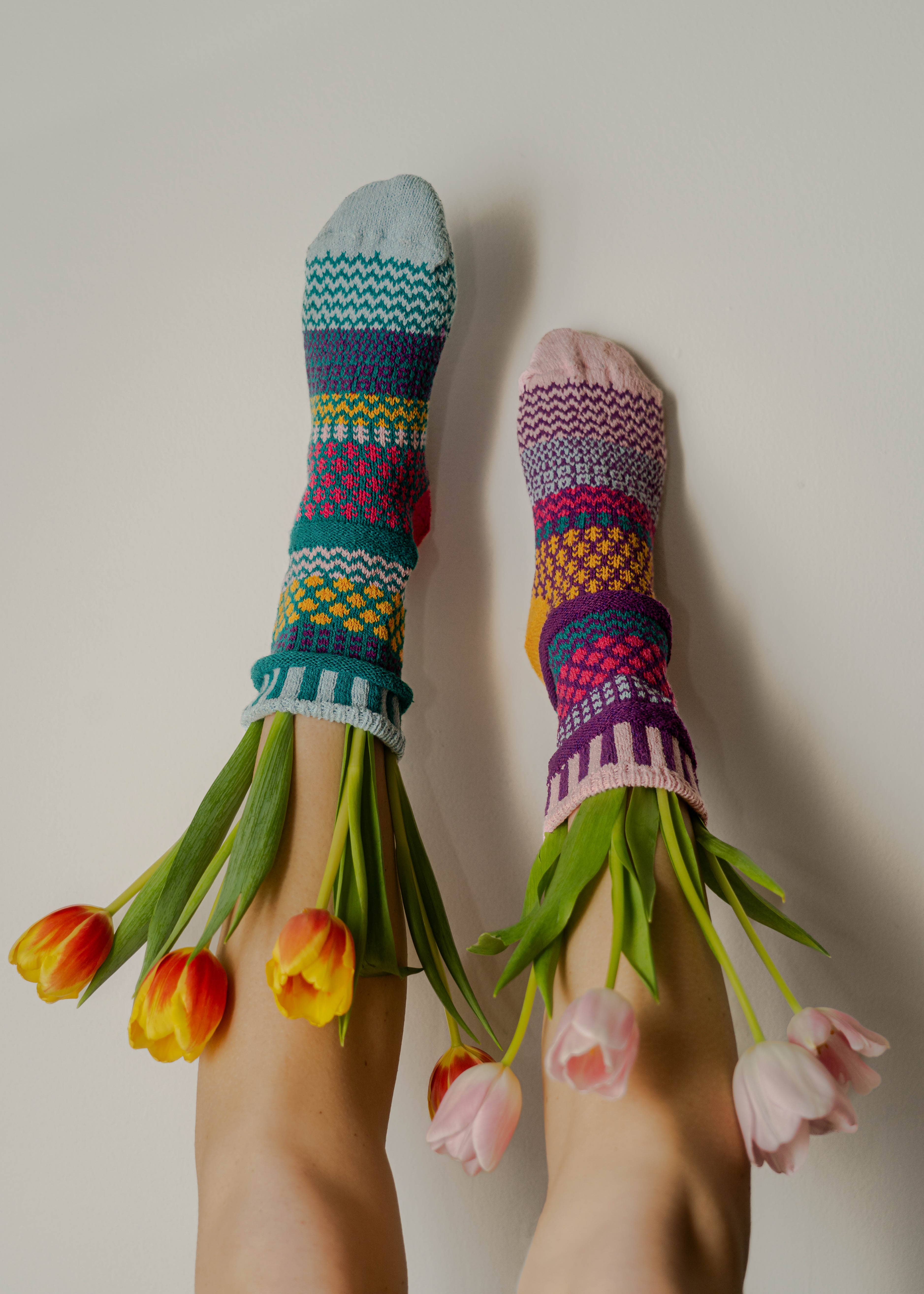 Solmate Socks – wholesale Strumpor - Dam – Petunia Crew Socks | Miljövänlig och tillverkad i USA2