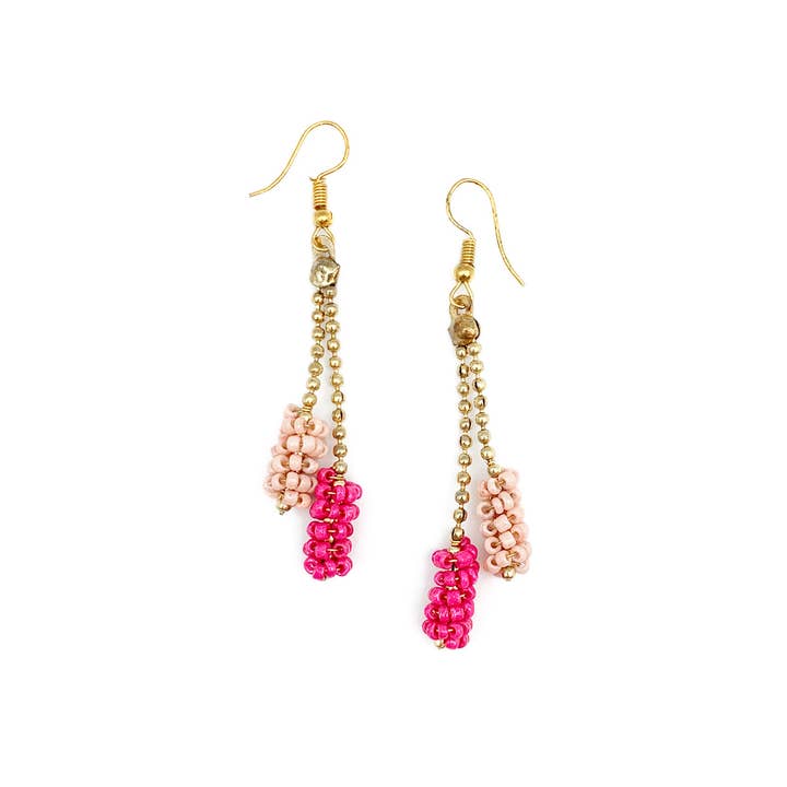 Anju Jewelry – wholesale Hängande örhängen – Sachi Cerise kollektion örhängen - dubbla pärlstav rör