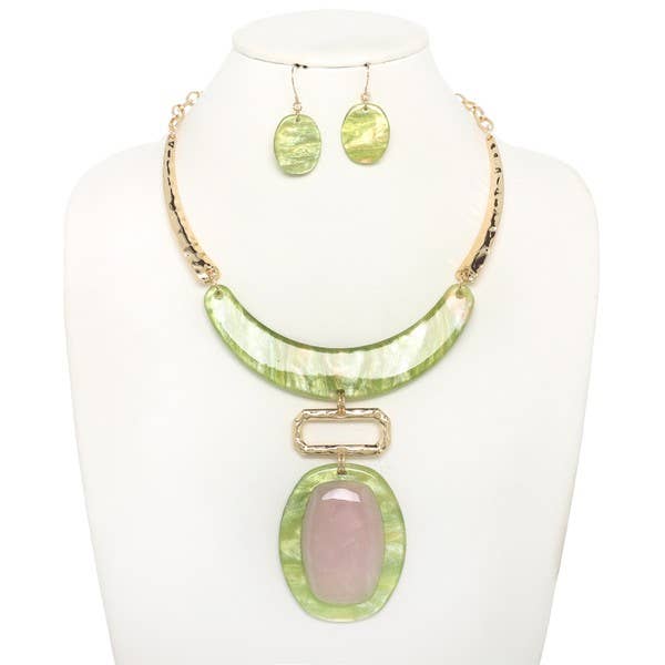 anbfashion - Wholesale Pendant/Charm Necklace - ACRYLIC GEOMETRIC STATEMENT NECKLACE SET N160443