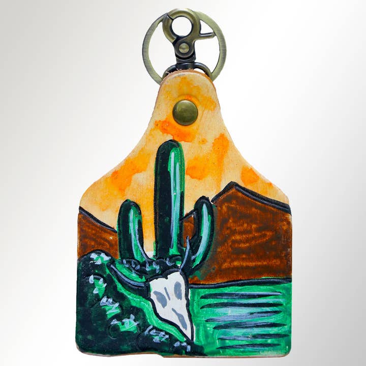 Llavero de cuero genuino pintado a mano ADKRM107 para venta al por mayor de LS Western