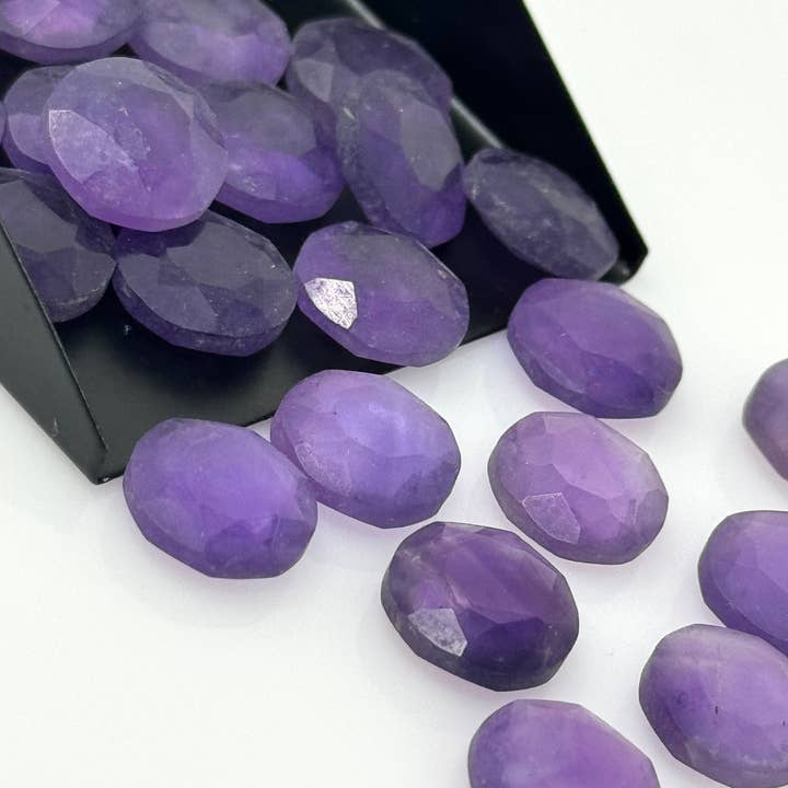 5 stuks natuurlijke amethist roosgeslepen cabochons, losse edelstenen, roosgeslepen ringsteen, amethist briolet roosgeslepen, 10 mm voor wholesale door Akstar Gems