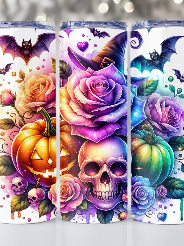 Skulls and bats tumbler for wholesale by Eclectic Wallflower Boutique