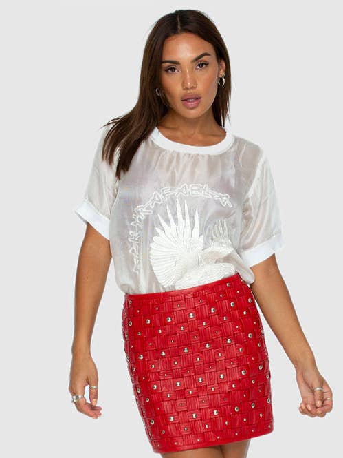 Gekooide Rok Rood voor wholesale door Rocky Rafaela