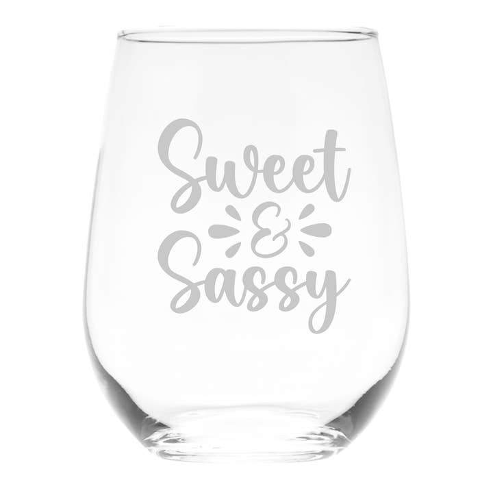 Sweet and Sassy Stemless Wine Glass - 17 oz. for wholesale by C&M Personal Gifts