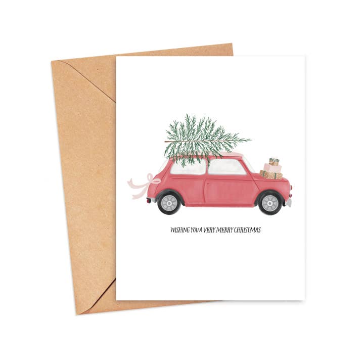 Mini Cooper Christmas Card for wholesale by Dear Lila Paperie