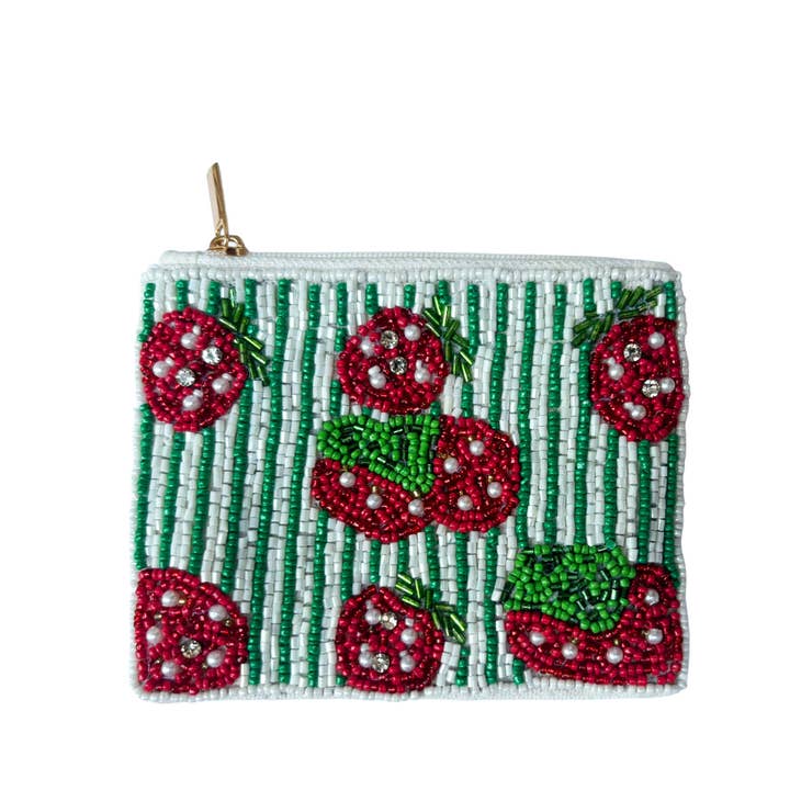 Nima Accessories Inc - Wholesale Coin Purse - Women's - Strawberries Themed Fully Beaded Coin Purse 0
