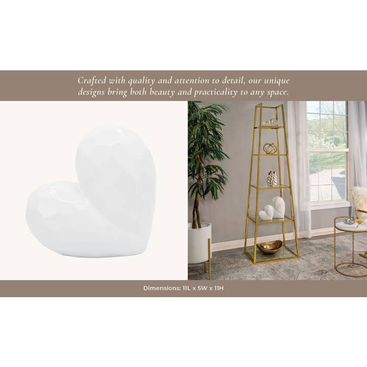 Sagebrook Home - Wholesale Decorative Tabletop Object - Ceramic Abstract Heart Decorative Object - White, 11 in.11